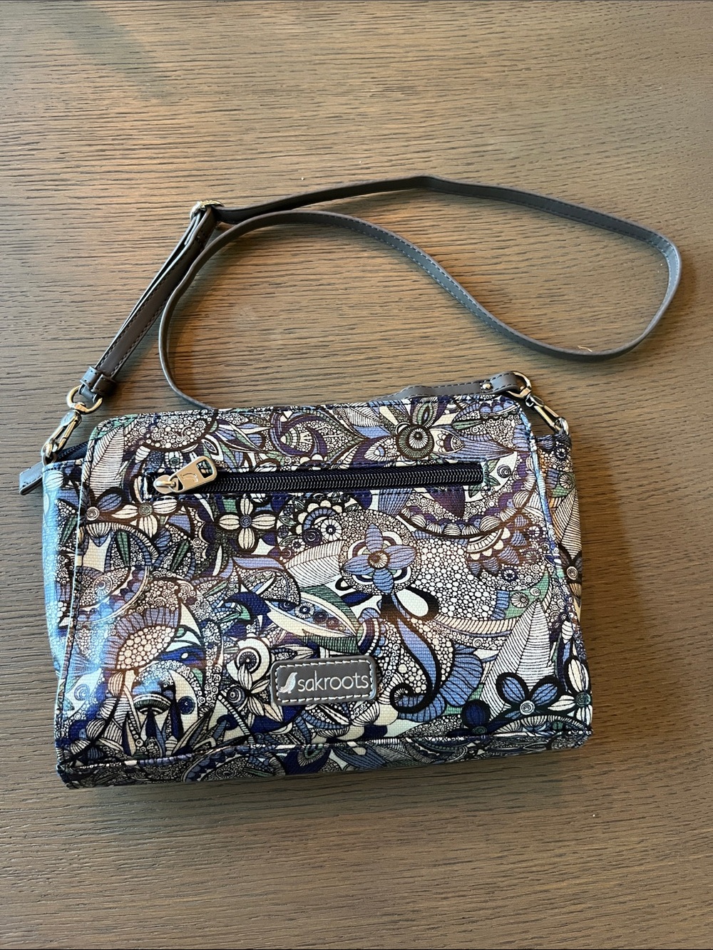 Sakroots Multicolor Floral Crossbody Bag - Blue & Purple Accents